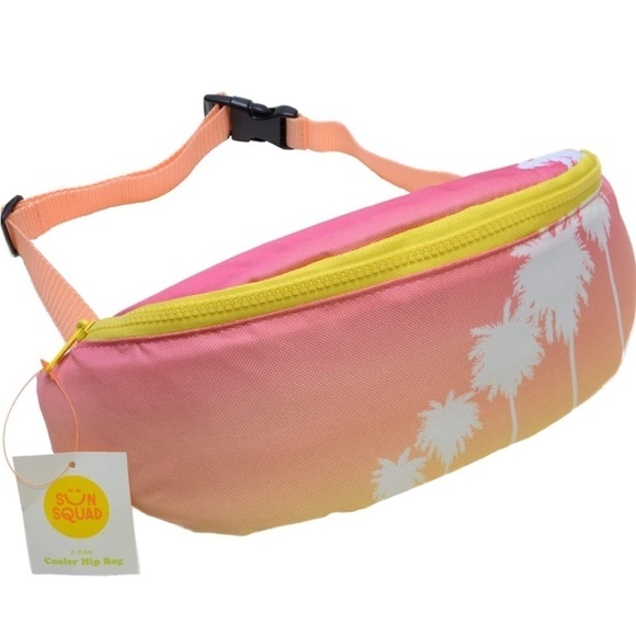 SUN SQUAD Ombre Pink Palm
Tree Cooler Hip Bag nwt - Picture 1 of 9